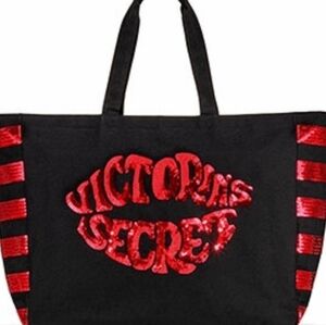 Victoria's Secret Black Tote with Red Sequins